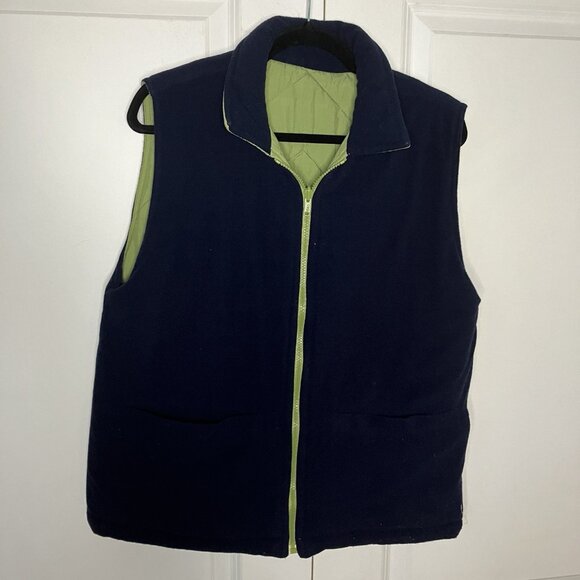 Vintage Northern Reflections Reversible Quilted Vest Womens S Green Blue Fleece - Picture 5 of 8